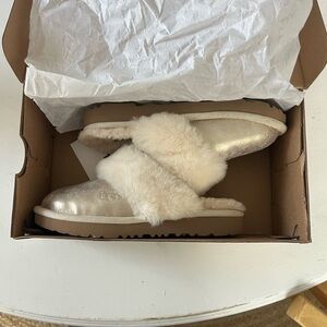 UGG Metallic Shearling Slide Sandals